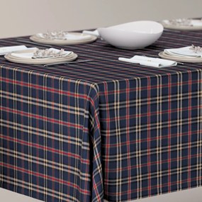Dekoria Rechthoekig tafelkleed, marineblauw en rood ruit, 100 x 100 cm
