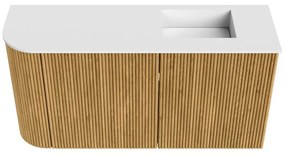 Mondiaz Joya 80cm toiletmeubel ronding links oak met wastafel faye rechts 1 kraangat talc