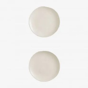 Set Van 2 Dessertborden Van Gres Belvere Gardenia Wit - Sklum