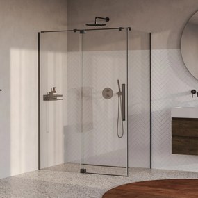 Brauer Stellar douchecabine met draaideur 140x80cm gunmetal geborsteld PVD