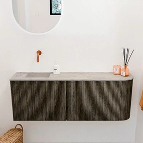 Mondiaz Joya DLux 110cm toiletmeubel ronding rechts shadow met wastafel faye links zonder kraangat glace