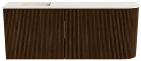 Mondiaz Joya DLux 100cm toiletmeubel ronding rechts walnut met wastafel faye links 1 kraangat meli