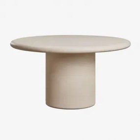 Ronde Eettafel In Cement Namara Ø140 Cm & Tapioca Beige - Sklum