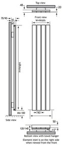 Eastbrook Rosano verticale aluminium radiator 28x180cm mat wit 948 Watt