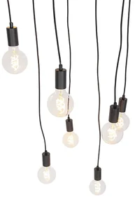 Moderne hanglamp zwart 60 cm 10-lichts - Facil Modern E27 rond Binnenverlichting Lamp