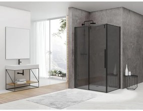 Van Rijn Products ST06 Softclose schuifdeur - 158.5x200cm - rookglas - dikte 8mm - tbv hoekcabine - incl. greep - zwart ST06350160ZWGR