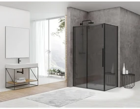Van Rijn Products ST06 Softclose schuifdeur - 158.5x200cm - rookglas - dikte 8mm - tbv hoekcabine - incl. greep - zwart ST06350160ZWGR