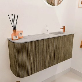 Mondiaz Joya DLux 90cm toiletmeubel ronding links dusk met wastafel faye rechts 1 kraangat glace
