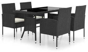 vidaXL 5-delige Tuinset poly rattan zwart