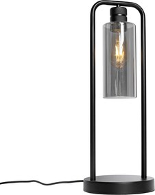 Moderne tafellamp zwart met smoke glas - Stavelot