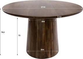 Ronde Eettafel Acaciahout - 130 X 130cm.