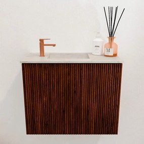 Mondiaz Joya DLux 50cm toiletmeubel ruby met wastafel faye links 1 kraangat ostra