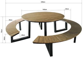 Lesli Living  Picknicktafel - Arezzo - Aluminium - Rond - Lesli Living