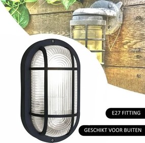 Bulleye lamp ovaal zwart