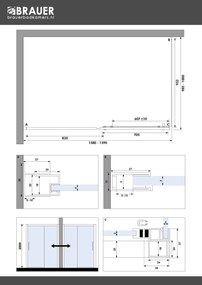 Brauer Season douchecabine met schuifdeur 160x100cm messing
