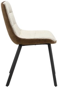 IDA Creme Bruin (stof Monza 90/Preston 22) - MODERNE GESTOFFEERDE STOEL VOOR WOONKAMER/EETKAMER LOFT