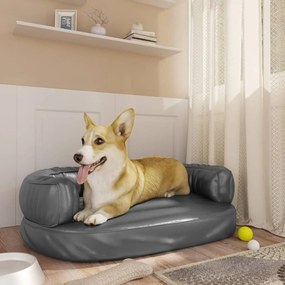 vidaXL Hondenmand met ergonomisch schuim 60x42 cm kunstleer grijs