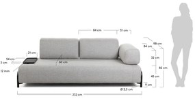 Kave Home Compo 3-zitsbank Met Dienblad Beige