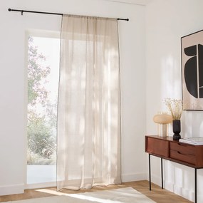 Linnen paneel afgezet met zwart biaisband, ONEGA