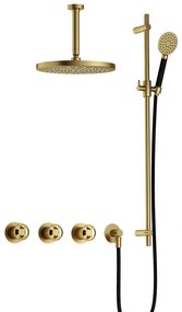 Hotbath Cobber IBSW70 Regendoucheset inbouw - 15cm plafondarm - 30cm ronde hoofddouche - 3 standen handdouche - glijstang - Geborsteld messing PVD IBSW70BBP1257