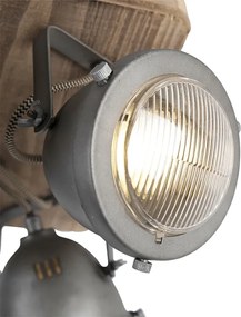 Industriële Spot / Opbouwspot / Plafondspot staal met hout kantelbaar 4-lichts - Emado Industriele / Industrie / Industrial GU10 vierkant Binnenverlichting Lamp