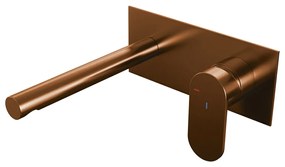 Brauer Copper Edition ColdStart wastafelkraan inbouw rechte uitloop met achterplaat model C1 koper geborsteld PVD