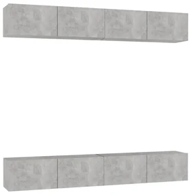 vidaXL Tv-meubelen 4 st 100x30x30 cm spaanplaat betongrijs