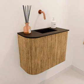 Mondiaz Joya 50cm toiletmeubel ronding links oak met wastafel faye rechts zonder kraangat urban