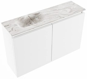 Mondiaz Ture DLux toiletmeubel 80cm talc met wastafel glace links met kraangat