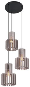 Retro hanglamp zwart met taupe 3-lichts - Felt Retro E27 rond Binnenverlichting Lamp