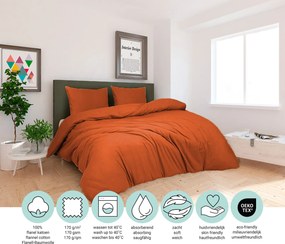 Dekbedovertrek Flanel – 100% zacht katoen – 240×200/220 – oranje