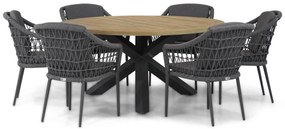 Tuinset Ronde Tuintafel 6 personen 160 cm Rope Grijs  Coco Dalice/Rockville