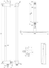 Brauer Gunmetal Carving thermostatische inbouw regendouche met 3 standen handdouche, plafondarm, glijstang en hoofddouche 30cm set 72 gunmetal geborsteld PVD
