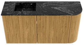 Mondiaz Joya DLux 80cm toiletmeubel ronding rechts oak met wastafel faye links zonder kraangat lava