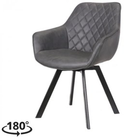 Eetkamerstoel - Ringo - Draaibaar - Lederlook antraciet