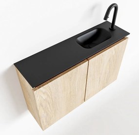 Mondiaz Ture 80cm toiletmeubel washed oak met wastafel urban rechts 1 kraangat