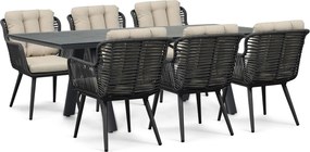 Tuinset 6 personen 230 cm Rope Grijs Coco Custa/Monza