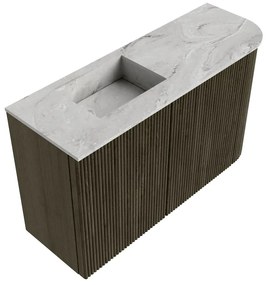 Mondiaz Joya DLux 70cm toiletmeubel ronding rechts shadow met wastafel faye links zonder kraangat glace
