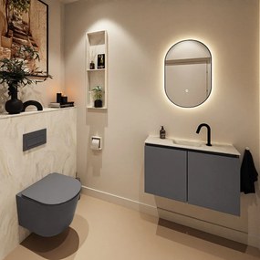 Mondiaz Ture DLux toiletmeubel 80cm dark grey met wastafel ostra midden met kraangat