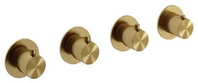 Hotbath Archie Afbouwdeel - Inbouw douche thermostaat met 3 stopkranen horizontaal en verticaal te monteren BBP Geborsteld Messing PVD AR7070EXTBBP