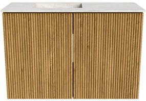 Mondiaz Joya DLux 60cm toiletmeubel oak met wastafel faye links zonder kraangat ostra