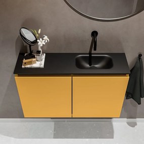 Mondiaz Ture 80cm toiletmeubel ocher met wastafel urban rechts geen kraangat