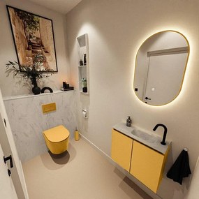 MONDIAZ TURE-DLUX 60cm toiletmeubel Ocher. EDEN wastafel Opalo positie rechts. Met 1 kraangat. TUREDX60OCHR1OPA