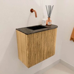 Mondiaz Joya DLux 50cm toiletmeubel ronding rechts oak met wastafel faye links zonder kraangat lava
