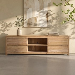 Tower Living Hoog Tv-meubel Teak - 4 Lades - 200cm Corona - 200x50x60cm.
