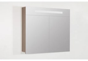 Saniclass 2.0 Spiegelkast - 80x70x15cm - verlichting geintegreerd - 2 links- en rechtsdraaiende spiegeldeuren - MFC - legno viola 7237