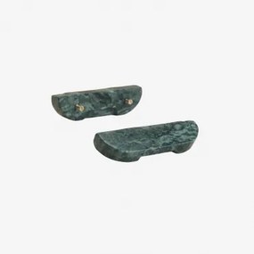 Set Van 2 Handgrepen Van Natuurlijk Steen Tinesla ↔︎ 16 Cm & Groen Marmer Udaipur - Sklum