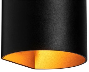 Moderne wandlamp zwart met messing - Sabbio