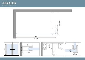 Brauer Oblivion inloopdouche bronsglas 120cm met 30cm zijwand messing geborsteld PVD