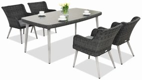 Exclusieve dining tuinset van kunststof rotan Córdoba antraciet voor 4 personen Garden Point